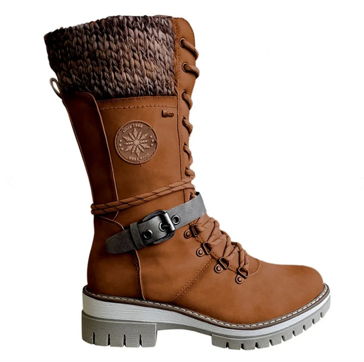 High Ladies Boots with Orthopaedic Sole - Amelia-Brown-5-State of Style