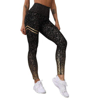High Waist Sport Legging - Lila-Black / Gold-S-State of Style