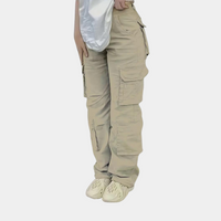 High-Waist Women's Cargo Pants - Amélie-Khaki-XS-State of Style