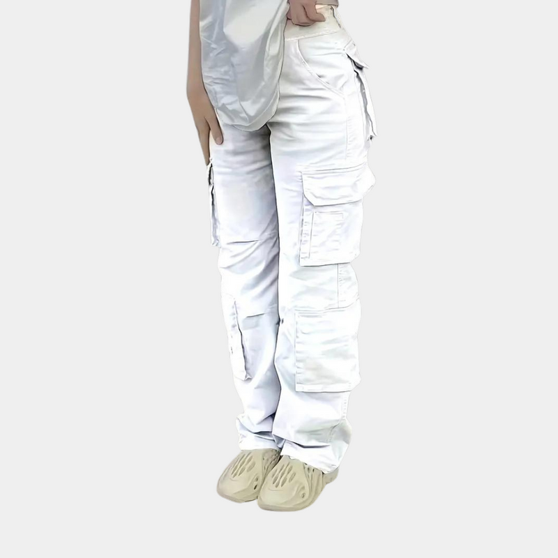 High-Waist Women's Cargo Pants - Amélie-White-XS-State of Style