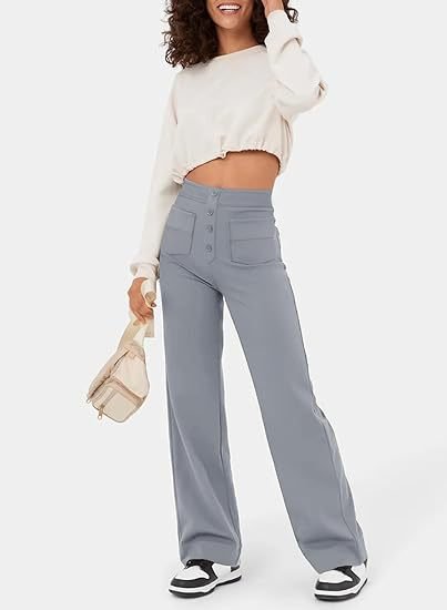 High-Waisted Elastic Casual Pants - Sophia-Grey-S (36)-State of Style