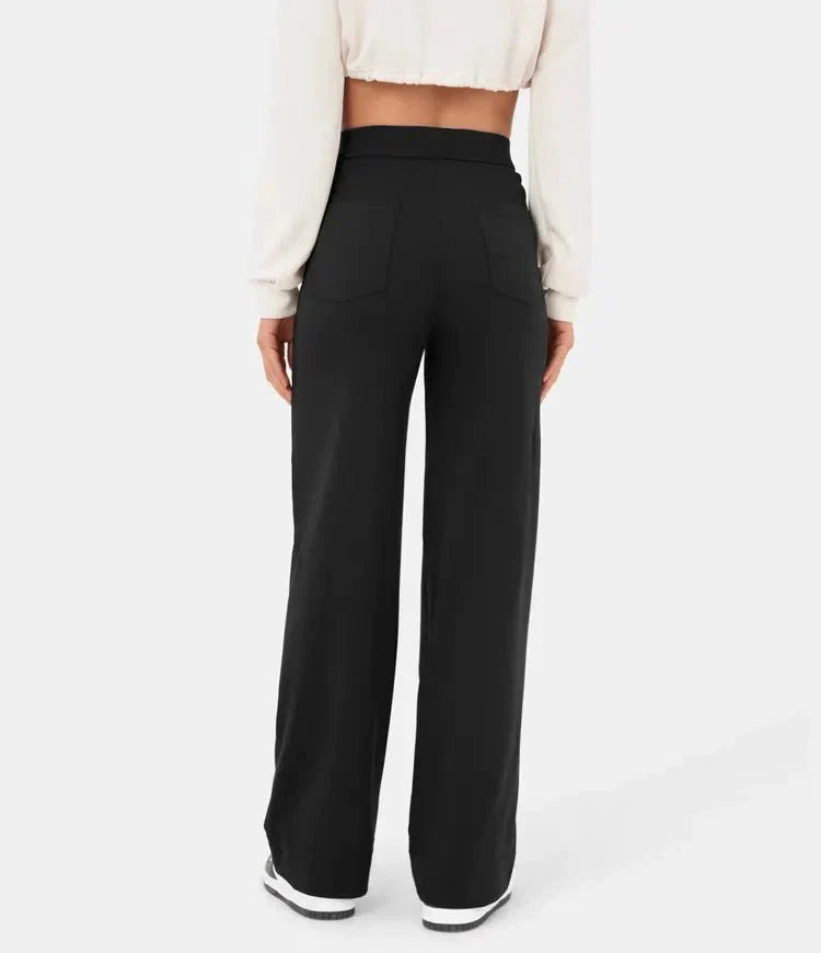 High-Waisted Elastic Casual Pants - Sophia-Stone Green-S (36)-State of Style