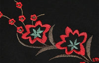 High-Waisted Embroidered Pants for Plus Sizes-Red Flower-Winter-XL-State of Style