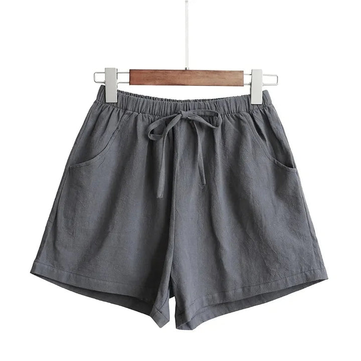 High-Waisted Linen Shorts – Plus Size & Perfect for Beach Days-Dark Grey-2XL-State of Style