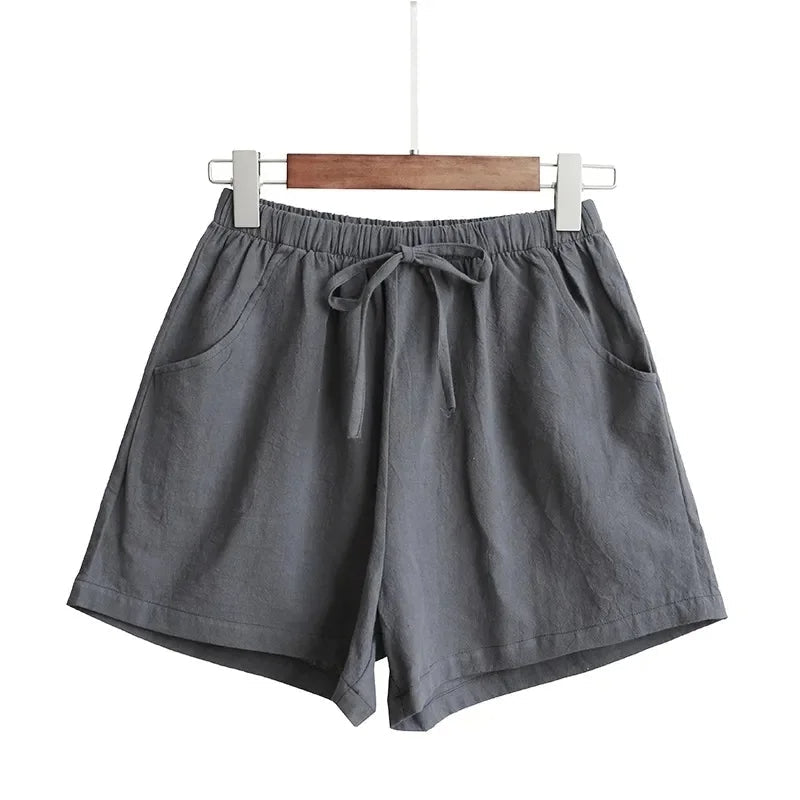 High-Waisted Linen Shorts – Plus Size & Perfect for Beach Days-Dark Grey-2XL-State of Style