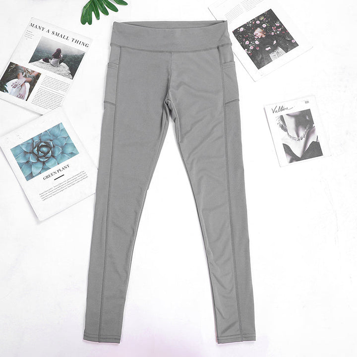 High-Waisted Plus Size Yoga Leggings with Pocket-Navy Blue-2XL-State of Style