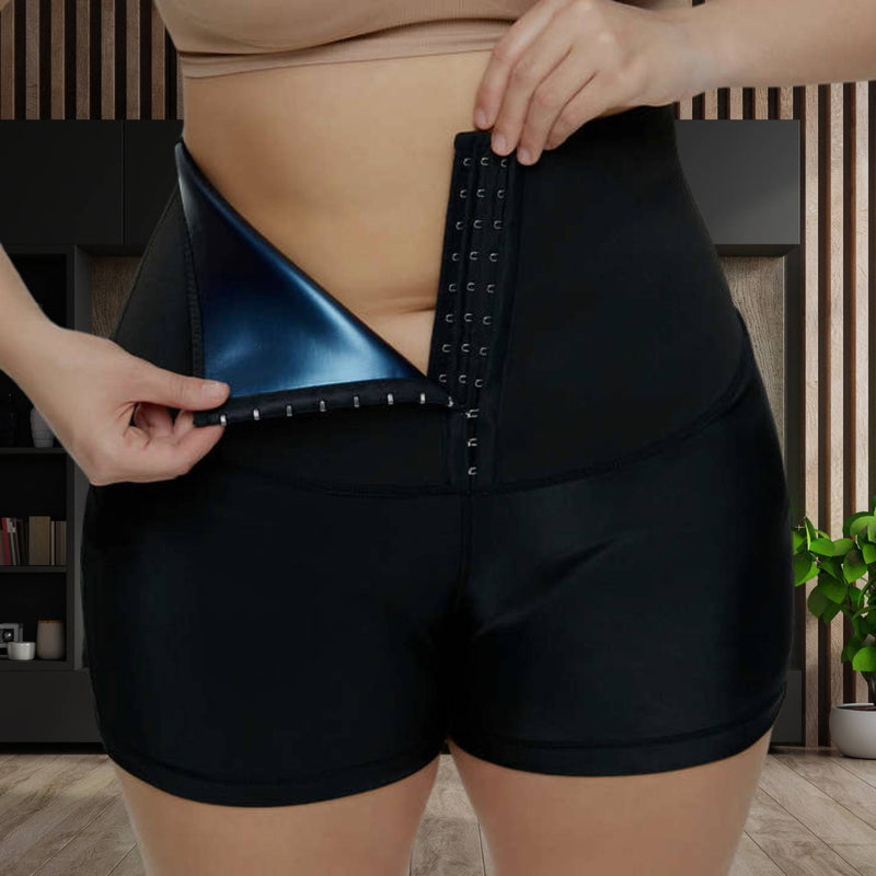 High-Waisted Sauna Sweatpants with Waist Trainer - SweatSculpt-Black/Blue-S-State of Style