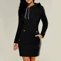 Hooded sweatshirt dress with pockets – Isabella-Black-S-State of Style