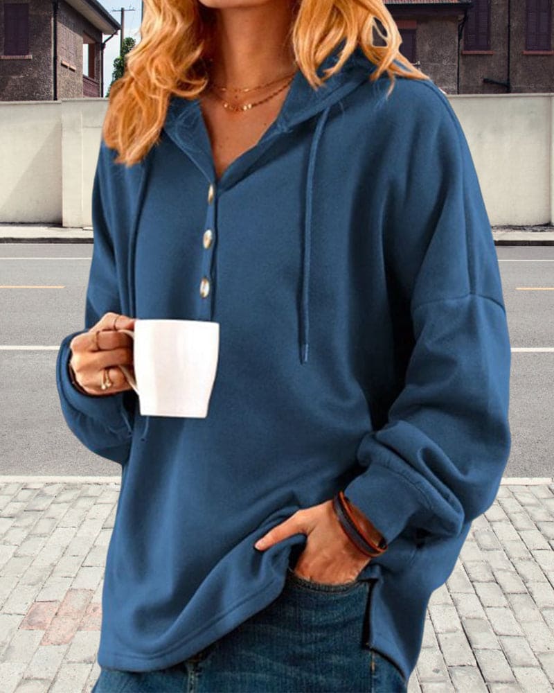 Hoodie with Button Closure - Luna-Brown-XS-State of Style