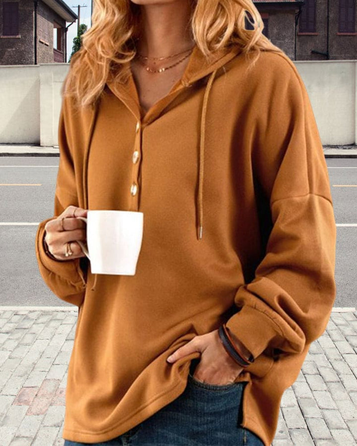 Hoodie with Button Closure - Luna-Brown-XS-State of Style