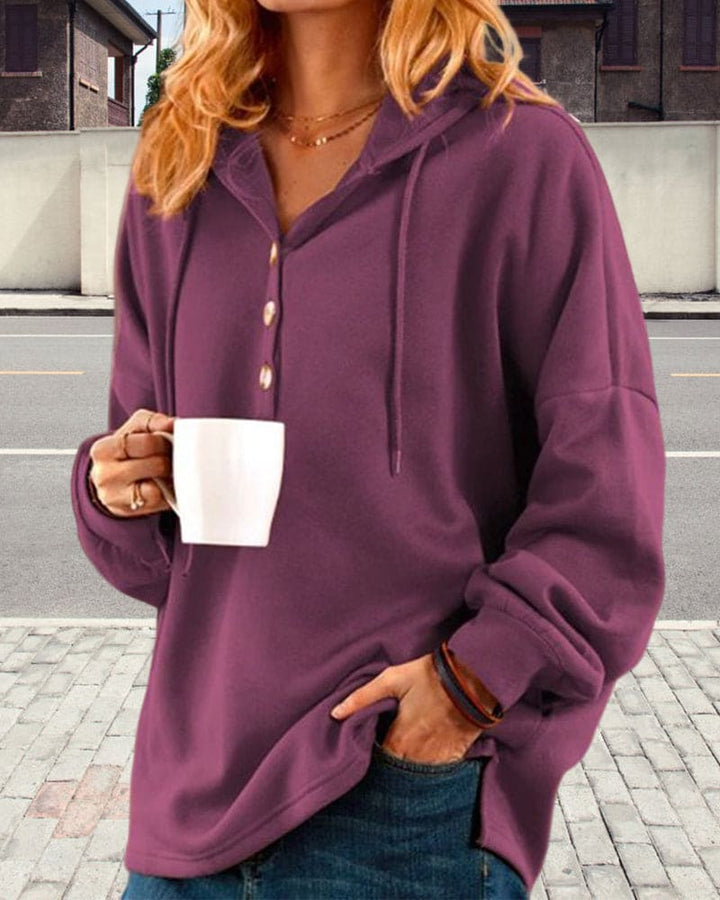 Hoodie with Button Closure - Luna-Brown-XS-State of Style