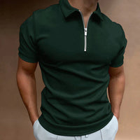 Hugo-Inspired Design | Men's Zip Polo Shirt-Dark Green-XXS-State of Style