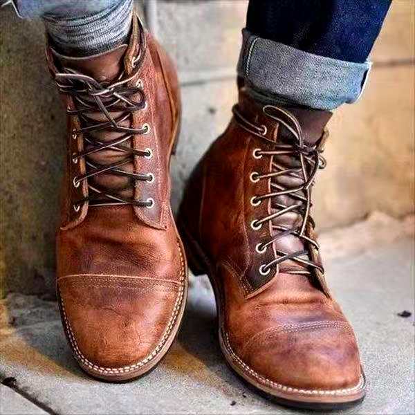 Men's retro lace-up waterproof boots with anti-slip sole – Damian