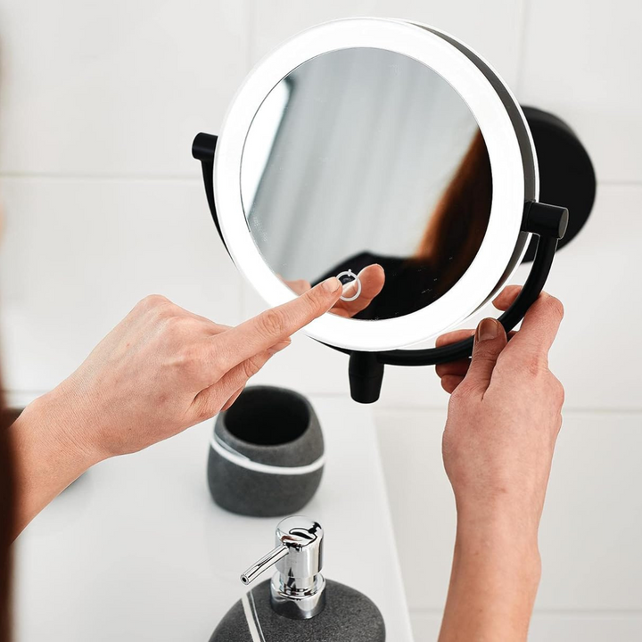 Illuminated Makeup Mirror - LumiAura-Black-State of Style