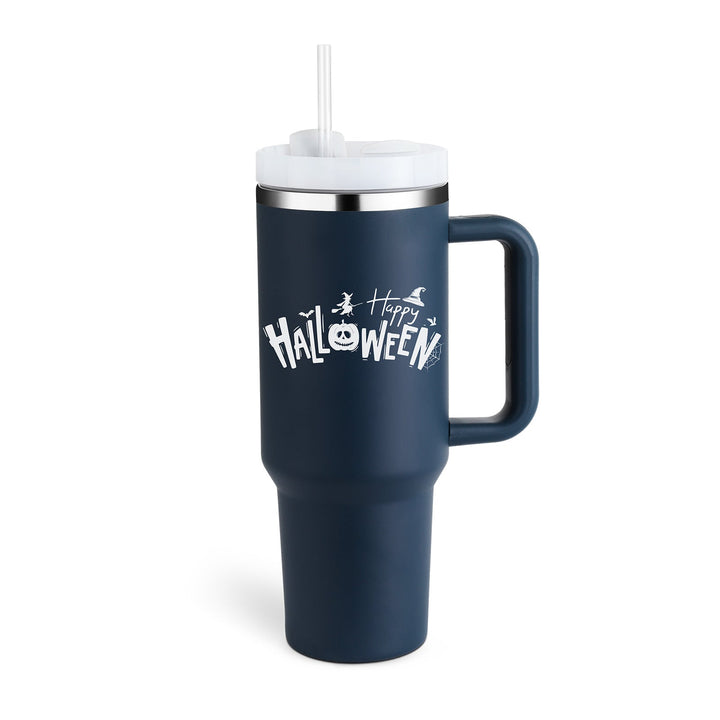 Insulated Mug with Handle and Straw - ChillMate-Halloween Dark blue-1200 ML-State of Style