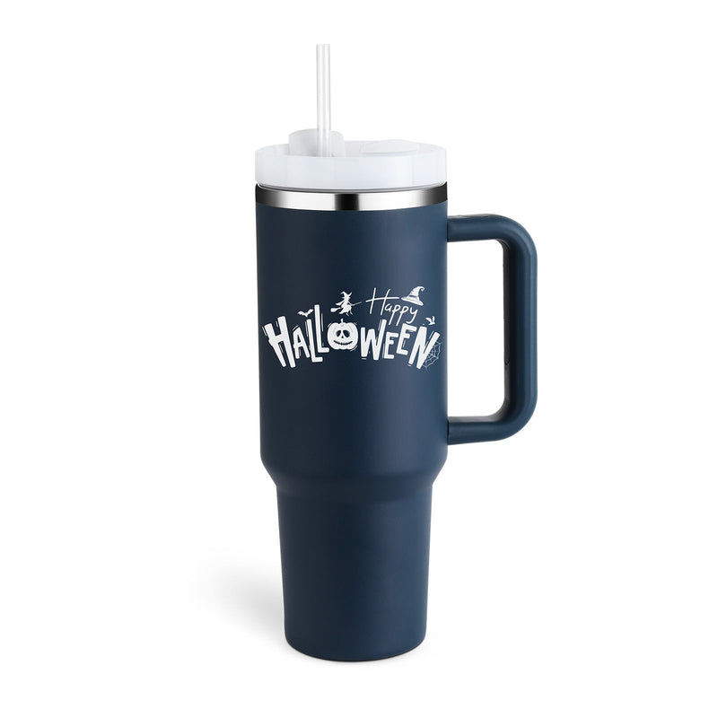 Insulated Mug with Handle and Straw - ChillMate-Halloween Dark blue-1200 ML-State of Style