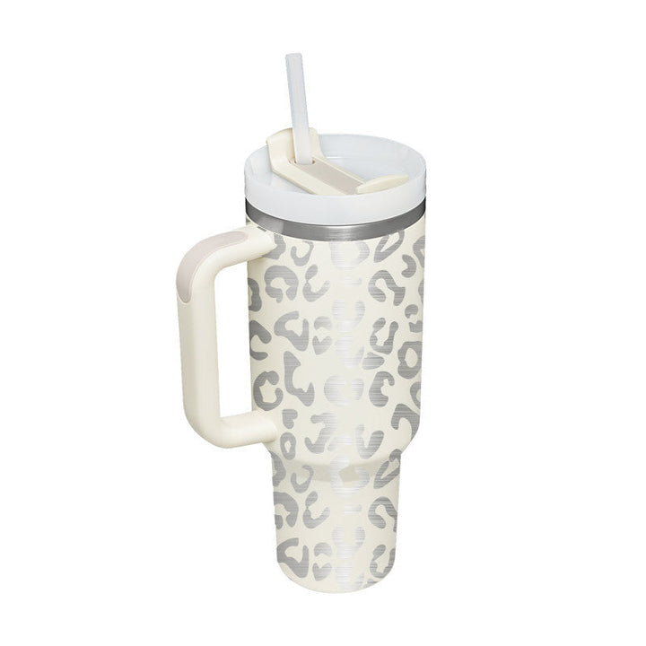 Insulated Mug with Handle and Straw - ChillMate-Ivory white-1200 ML-State of Style