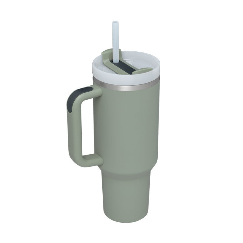 Insulated Mug with Handle and Straw - ChillMate-Laurel Green-1200 ML-State of Style