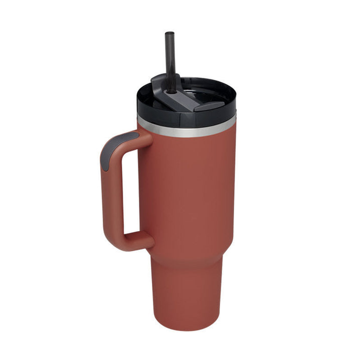 Insulated Mug with Handle and Straw - ChillMate-Rust Red-1200 ML-State of Style