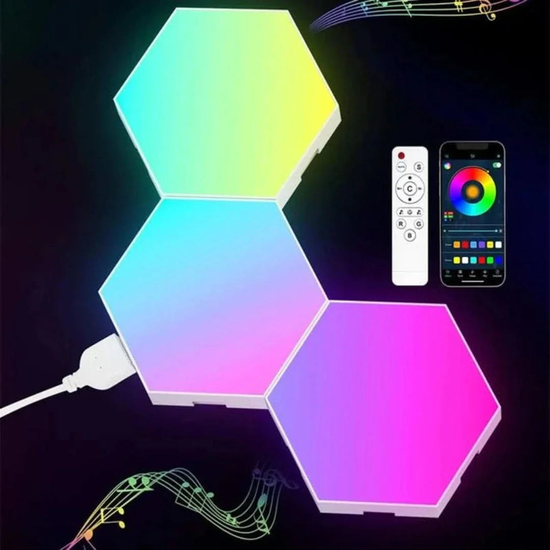 Interactive Hexagonal Lighting - GlowHex-Set of 3 Panels-State of Style