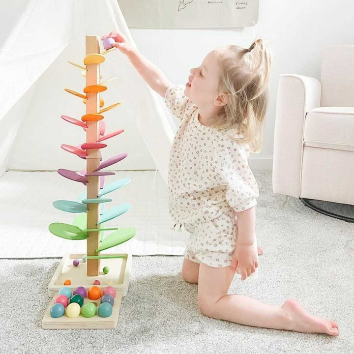 Interactive Rainbow Marble Sound Tree - Luca-Discoverers Set 29 cm (Flower Music Tree + 10 Free Balls)-State of Style