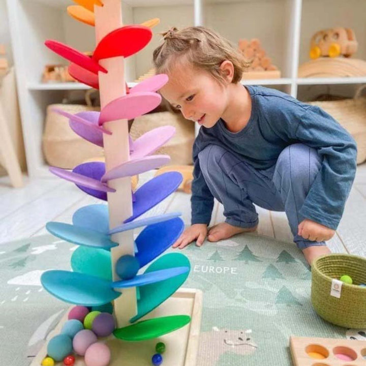 Interactive Rainbow Marble Sound Tree - Luca-Discoverers Set 29 cm (Flower Music Tree + 10 Free Balls)-State of Style