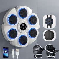 Interactive Smart Boxing Machine - PunchTech-White + Half-Finger Gloves-State of Style