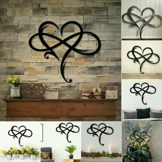 Iron Wall Art with Infinity Heart - InfiniteHeart-20cm x 25cm-Black-State of Style