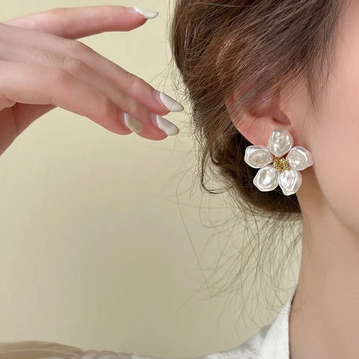 Irregular Pearl Petal Earrings - Celine-State of Style