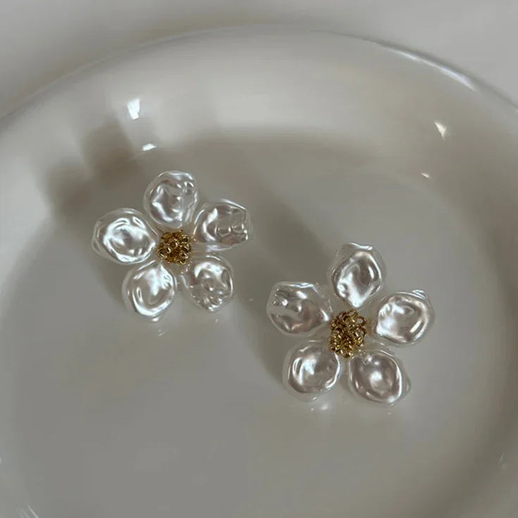 Irregular Pearl Petal Earrings - Celine-State of Style