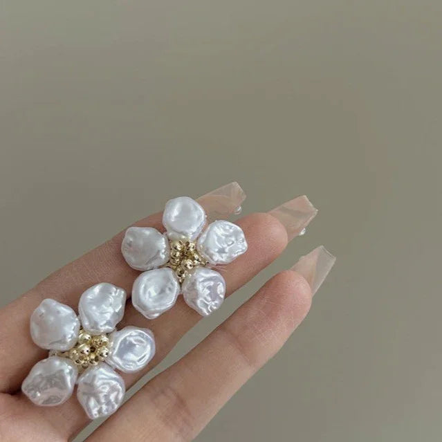 Irregular Pearl Petal Earrings - Celine-State of Style