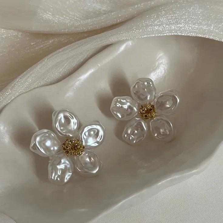 Irregular Pearl Petal Earrings - Celine-State of Style