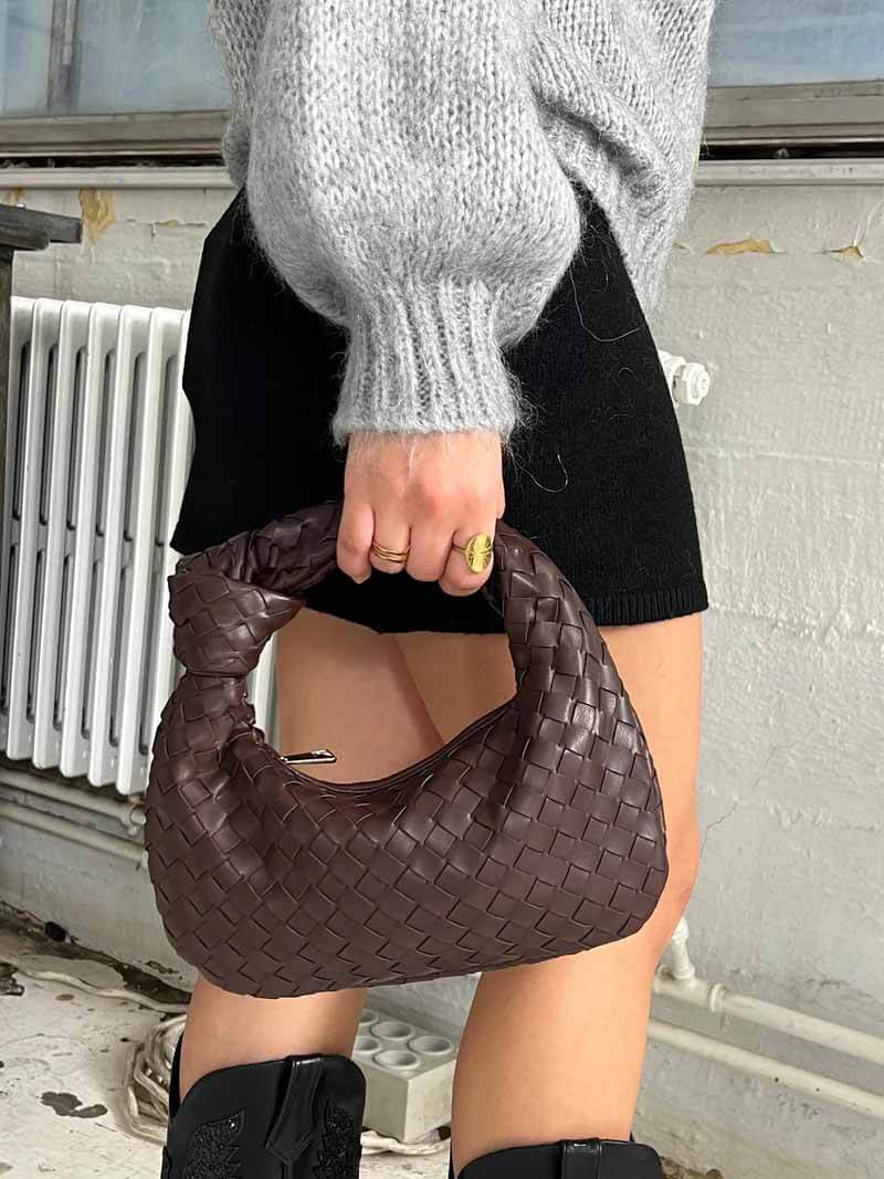 Isabella Woven Mini Handbag-Black-State of Style