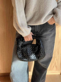 Isabella Woven Mini Handbag-Black-State of Style