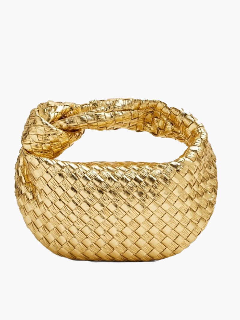 Isabella Woven Mini Handbag-Gold-State of Style