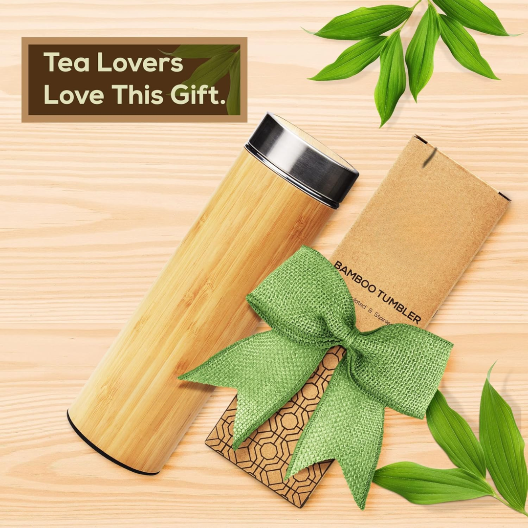 Isolated Premium Bamboo Loose Leaf Tea Infuser Bottle - 500ml-State of Style