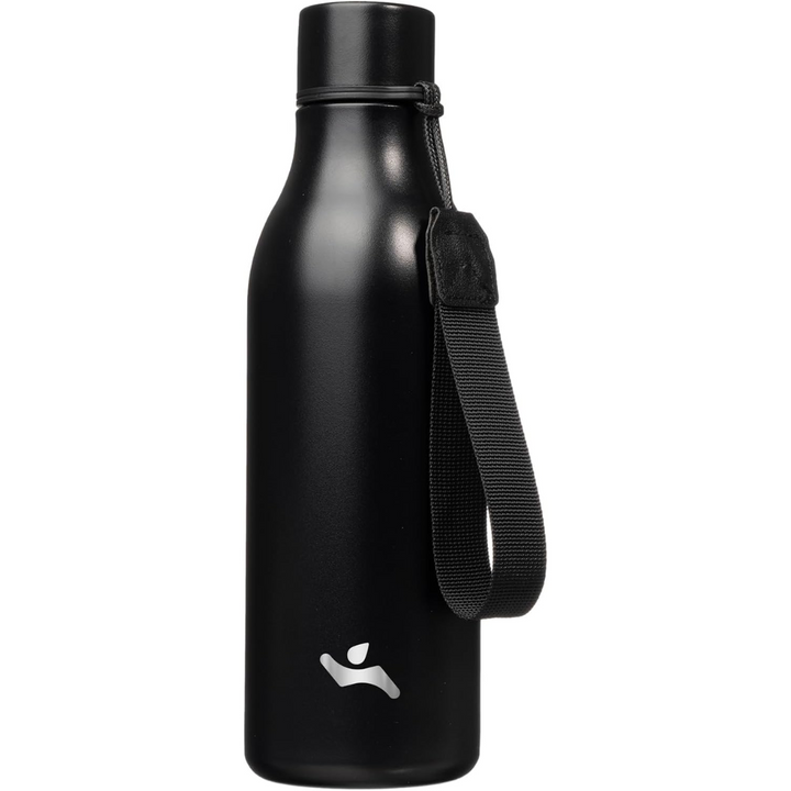 Isolated stainless steel water bottle with strap-Black-500 ml-State of Style