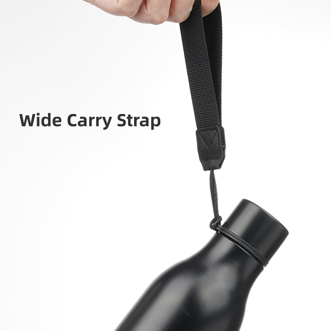 Isolated stainless steel water bottle with strap-Olive green-500 ml-State of Style