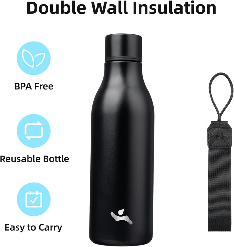 Isolated stainless steel water bottle with strap-Olive green-500 ml-State of Style
