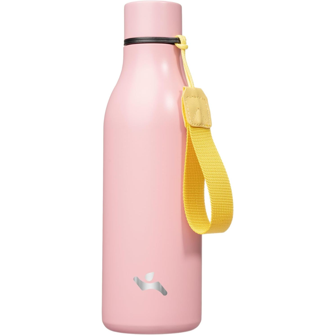 Isolated stainless steel water bottle with strap-Pink-500 ml-State of Style