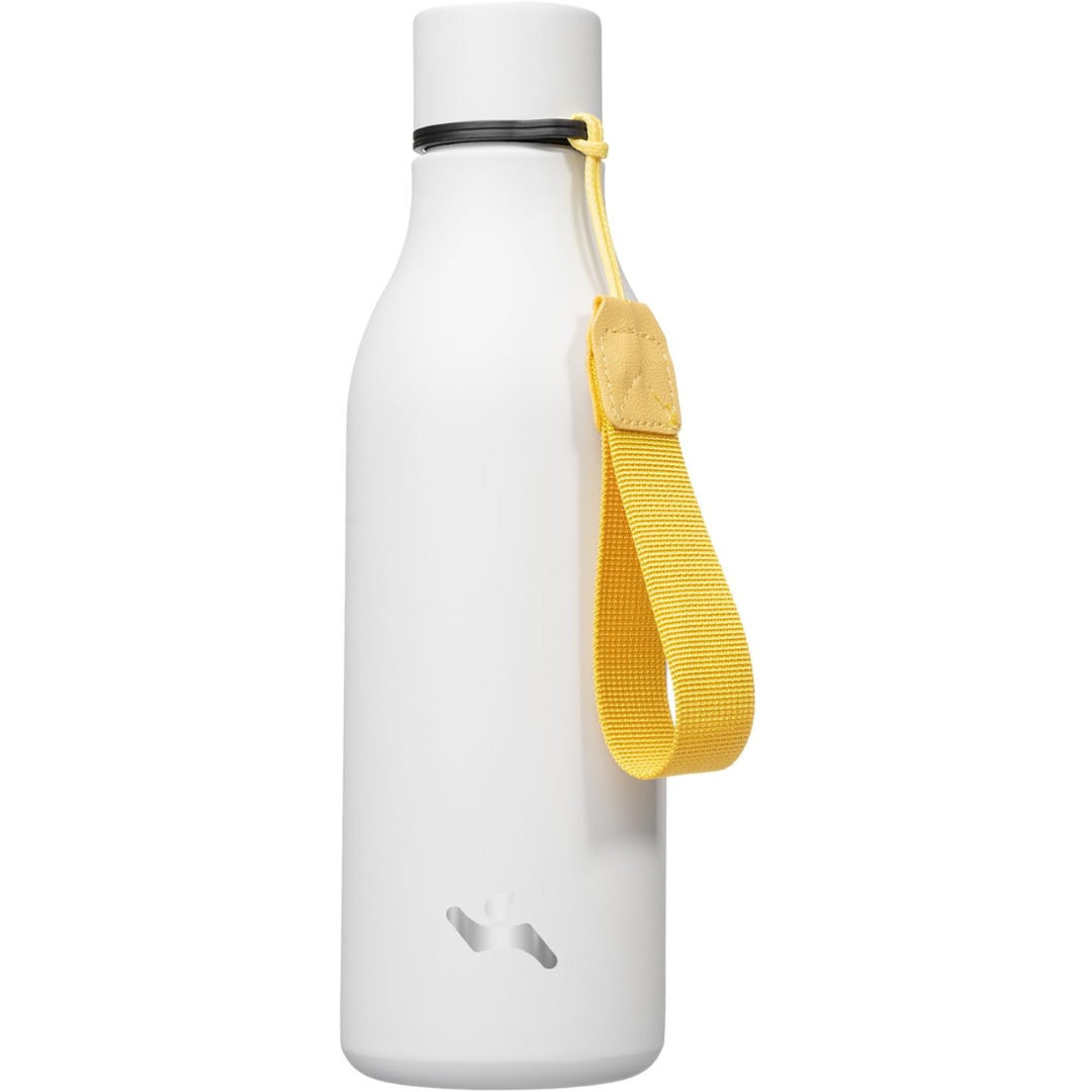 Isolated stainless steel water bottle with strap-White-500 ml-State of Style