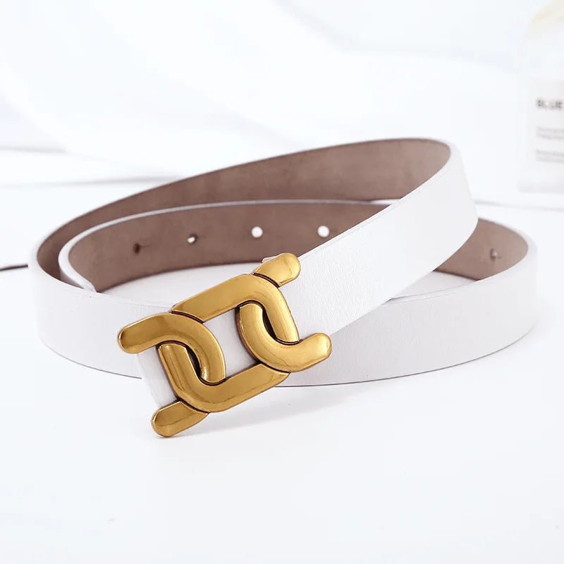 Italian-Inspired Fashion Belt with Buckle-White-95 CM-State of Style