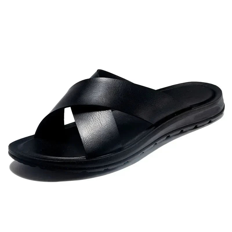 Italian men's leather sandals – Lorenzo-Black-6-State of Style