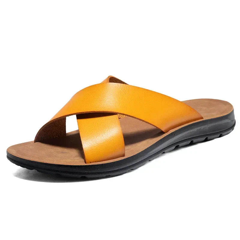 Italian men's leather sandals – Lorenzo-Yellow-6-State of Style