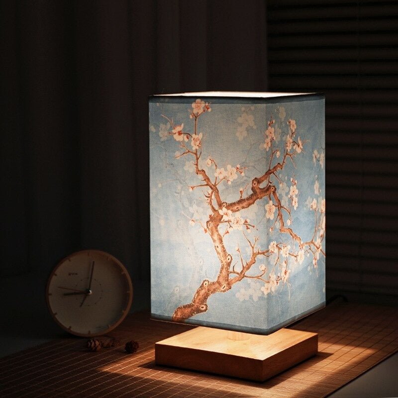 Japanese-Scandinavian Table Lamp - HikariGlow-Blue Flower-State of Style