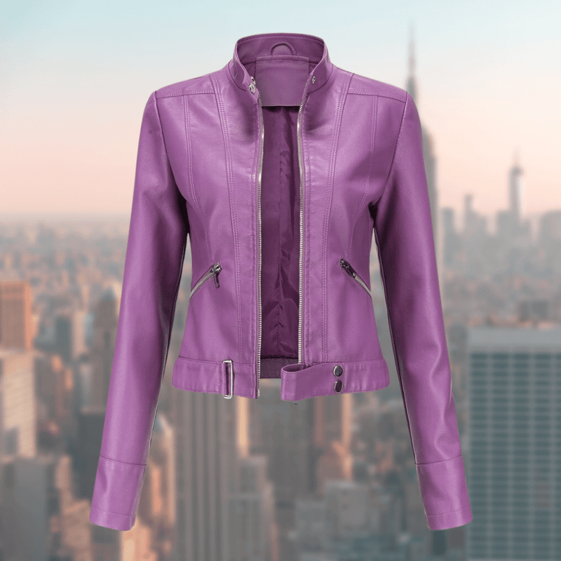 Jaqueline Women's Leather Jacket | Stylish and Durable-Purple-S-State of Style