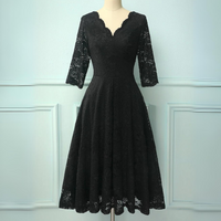 JENNY FORMAL DRESS WITH 3/4 SLEEVES-Black-XS-State of Style