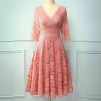 JENNY FORMAL DRESS WITH 3/4 SLEEVES-Pink-XS-State of Style