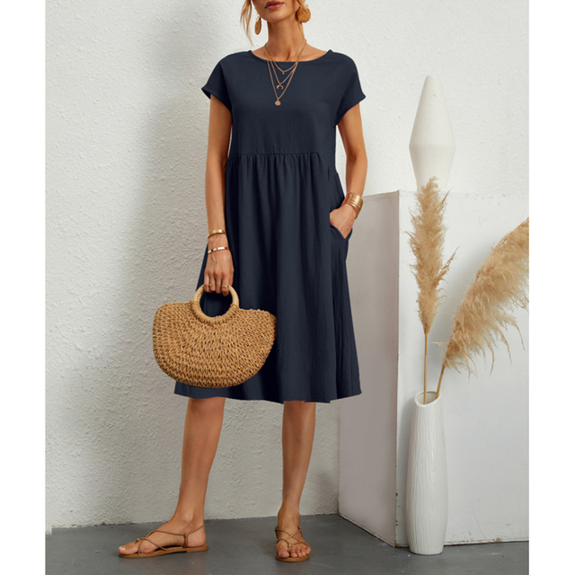 Jersey Summer Dress - Livia-Navy Blue-S-State of Style