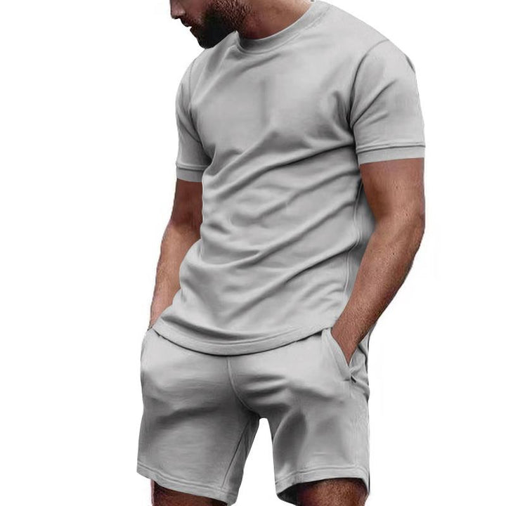 Jethro - Simple Casual T-Shirt and Shorts Set | Premium Summer Collection-Light Grey-S-State of Style
